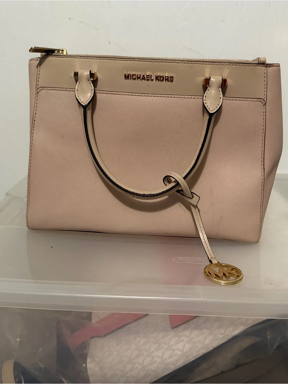 Michael Kors Pale Pink Saffiano Leather Satchel